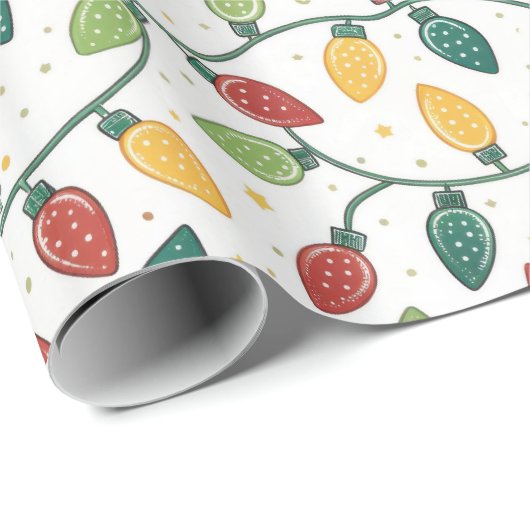 Christmas Holiday String Lights Pattern ラッピングペーパー (ロールコーナー)