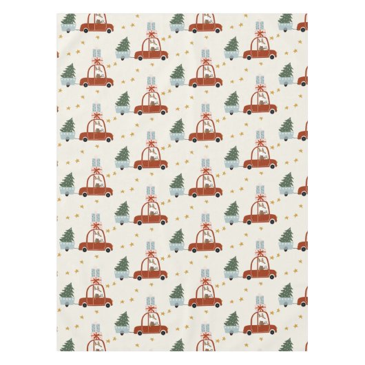 Christmas Holiday Table Cloth Animal Illustration テーブルクロス (正面)