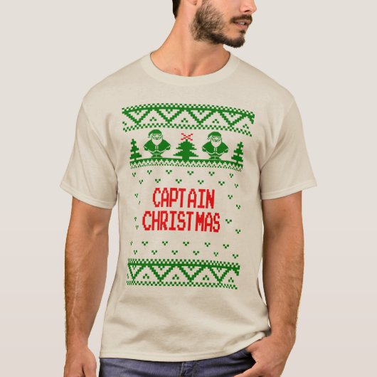 Christmas Holiday Ugly Sweater大尉のTシャツ Tシャツ (正面)