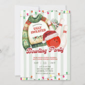 Christmas Holiday Ugly Sweater Bowling Party 招待状 (正面)