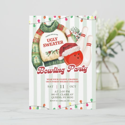 Christmas Holiday Ugly Sweater Bowling Party 招待状 (スタンド正面)