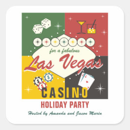 Christmas Holiday Vegas Casino Poker Night Party スクエアシール