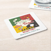 Christmas Holiday Vegas Casino Poker Night Party スクエアペーパーコースター (アングル)