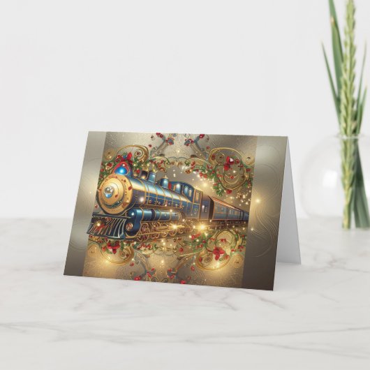 Christmas Holiday Victorian Elegant Steam Train  シーズンカード (正面)