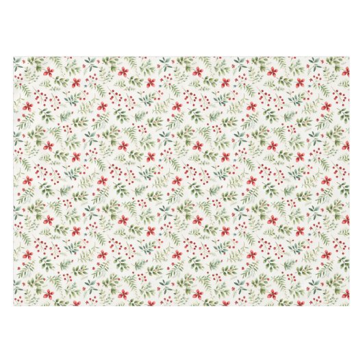 Christmas Holiday winter flowers – Kitchen Decor テーブルクロス (正面(横))