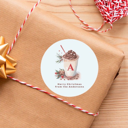 Christmas Holiday Winter Hot Cocoa Beverage ラウンドシール