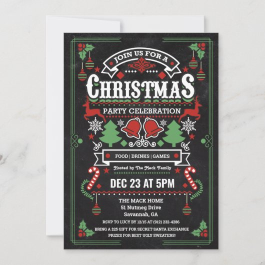 Christmas Holiday Winter Party Invitation 招待状 (正面)