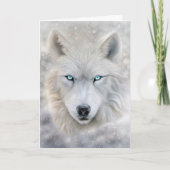 Christmas Holiday Wolf with Blue Eyes カード (正面)