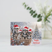 Christmas Holidays Chihuahua Puppies Cute シーズンポストカード (スタンド正面)
