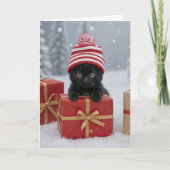 Christmas Holidays Cute and Funny Kitten カード (正面)