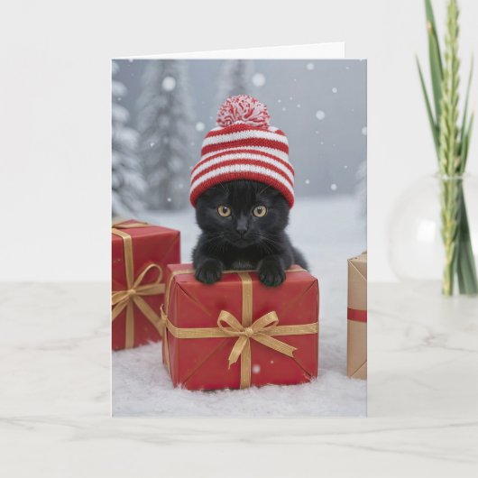 Christmas Holidays Cute and Funny Kitten カード (正面)
