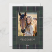 Christmas Holidays Green Plaid Tartan 2-Photo Card シーズンカード (裏面)