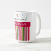 Christmas Holidays - Red, Green & Gold Stripes コーヒーマグカップ (正面右)