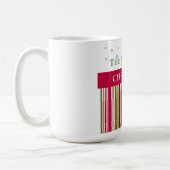 Christmas Holidays - Red, Green & Gold Stripes コーヒーマグカップ (左)