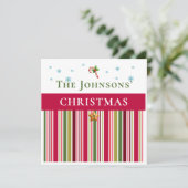 Christmas Holidays - Red, Green & Gold Stripes 招待状 (スタンド正面)