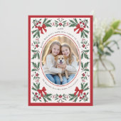 Christmas Holidays Whimsical Botanical Art Photo シーズンカード (スタンド正面)