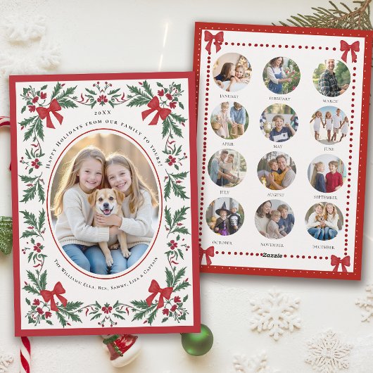 Christmas Holidays Whimsical Botanical Art Photo シーズンカード