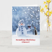 Christmas Holidays Wine and Snowman Cute カード (黄色い花)