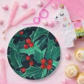 Christmas Holly ペーパープレート (パーティー)