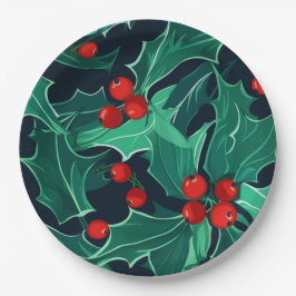 Christmas Holly ペーパープレート