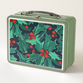 Christmas Holly メタルランチボックス