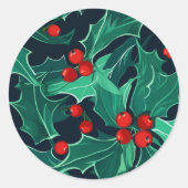 Christmas Holly ラウンドシール (正面)