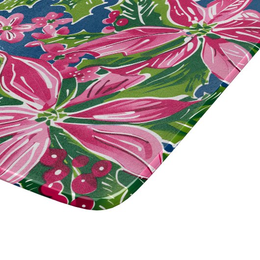 Christmas Holly And Flower Patterned  カッティングボード (角)