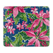 Christmas Holly And Flower Patterned  カッティングボード (正面)