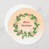 Christmas Holly Berries & Mistletoe Wreath シーズンカード (正面/裏面)