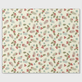Christmas Holly Berries & Pine Seamless Pattern ラッピングペーパー (フラット)