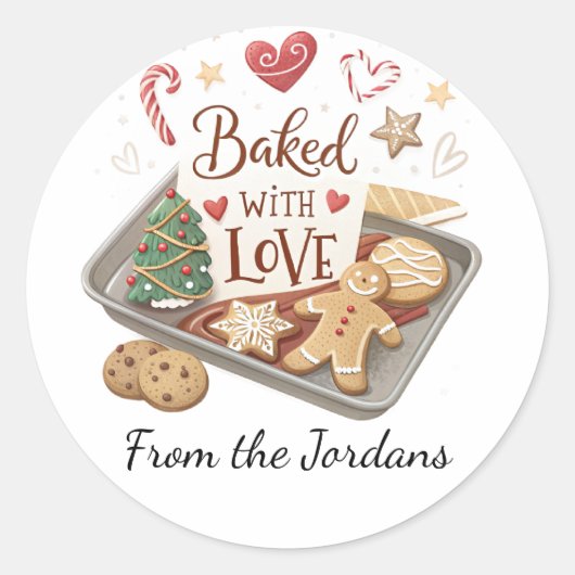 Christmas Holly Berry Homemade Baking Classic ラウンドシール (正面)