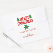 Christmas Holly Berry Homemade Food Baking Square スクエアシール (封筒)