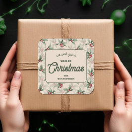 Christmas Holly Berry Homemade Food Holiday Baking スクエアシール