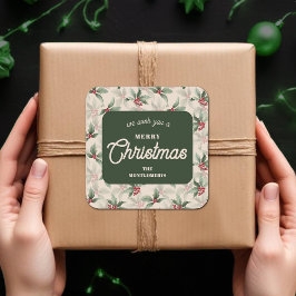 Christmas Holly Berry Homemade Food Holiday Baking スクエアシール