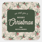 Christmas Holly Berry Homemade Food Holiday Baking スクエアシール (正面)