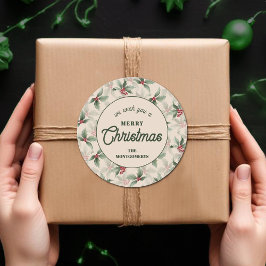 Christmas Holly Berry Homemade Food Holiday Baking ラウンドシール