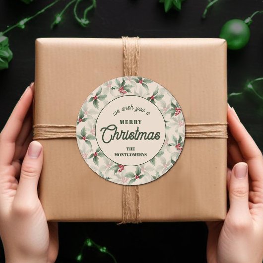 Christmas Holly Berry Homemade Food Holiday Baking ラウンドシール