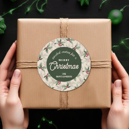 Christmas Holly Berry Homemade Food Holiday Baking ラウンドシール