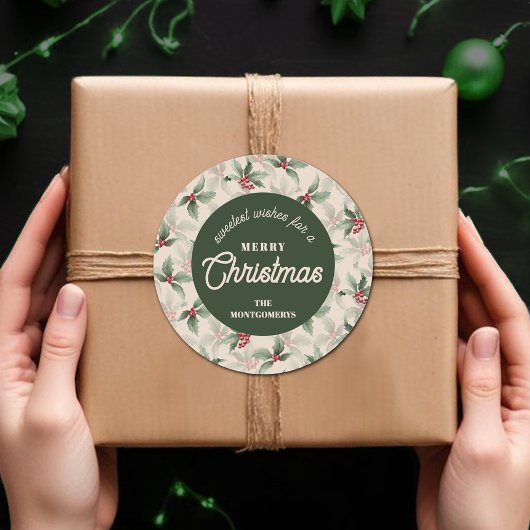 Christmas Holly Berry Homemade Food Holiday Baking ラウンドシール