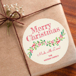 Christmas Holly Berry Homemade Food Holiday Baking ラウンドシール