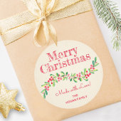 Christmas Holly Berry Homemade Food Holiday Baking ラウンドシール