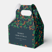 Christmas Holly Botanical Greenery Personalized フェイバーボックス (正面サイド)