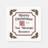 Christmas Holly Custom QR Code Restaurant (50) スタンダードカクテルナプキン (正面)