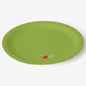 Christmas Holly Green Festive Holiday Fun ペーパープレート (アングル)