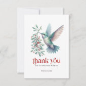 Christmas Holly Hummingbird Thank You Typography サンキューカード (正面)