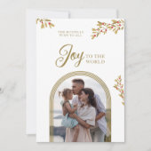 Christmas Holly Joy To The World Gold Arch Photo  シーズンカード (正面)