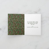 Christmas Holly Leaf Holiday Family Photo Card カード (内部)