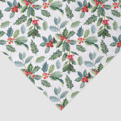 Christmas Holly Leaves and Berries on White 薄葉紙 (詳細)