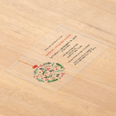 Christmas Holly Ornament Holiday Party アクリル招待状 (レイダウン)