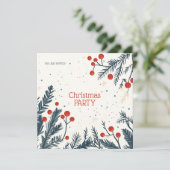 Christmas Holly Party Lunch and Gift Exchange カード (スタンド正面)